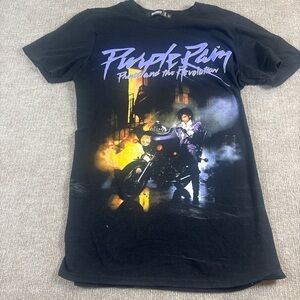 Missguided Prince “Purple Rain” Graphic T-Shirt Black Size S 0161